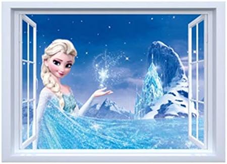 Frozen Elsa 3D Window View Decal Wall Sticker size 50x70 ncs14126