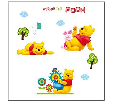 Wall Decal Sticker Winnie The Pooh and Piglet Kids Bedroom Nursery Daycare and Kindergarten Mural Home Decor DIY Self Adhesive Removable size 20x40cm abc604