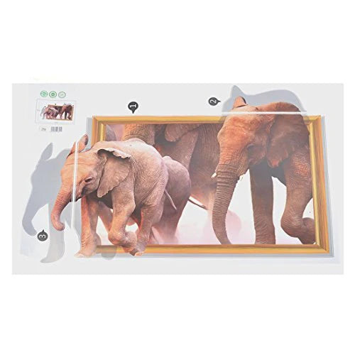 Ketsicart PVC Elephant Pattern Household DIY Self-Adhesive Wall Sticker Wall paper Decal size 60x90 xh0892c