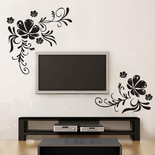 Removable Black Flowers and Flower Vines Decorations Jm7021