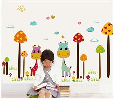 Cute deer wall stickers for kids rooms home decor cartoon animals wall decals DIY mural art poster size 50x70 ay7231