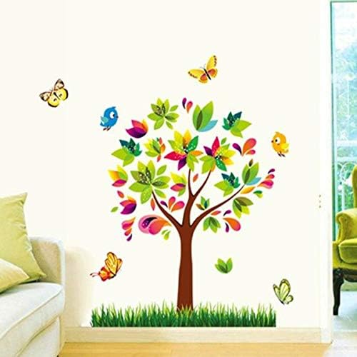 Mj9007 Wall Sticker Colorful Butterfly Tree Bird PVC Wallpaper Art Home Decal for Kid's Room