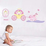 Fun Princess Carriage Pumpkin Horse Animals Flowers Floral Decorative Graphic Mural Art Wall Stickers size 50x70cm  Ncs014