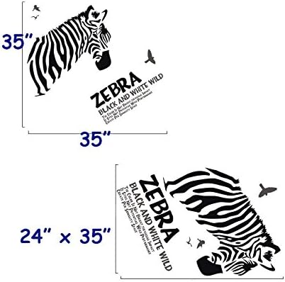 DNVEN 35 inches x 35 inches Zebra Head Black and White Wild Vinyl Wall Sticker Zebra Wall Decals Animal Print Home Murals Decor for Bedrooms Living Rooms size 120x60cm  lc6017