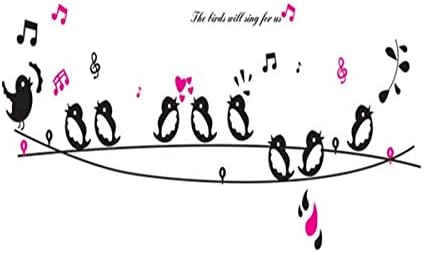 Good Life The Bird Will Sing for Us Birds Sing on A Line Music Wall Decor Decal Sticker Black wall sticker size 50x70 ay7019