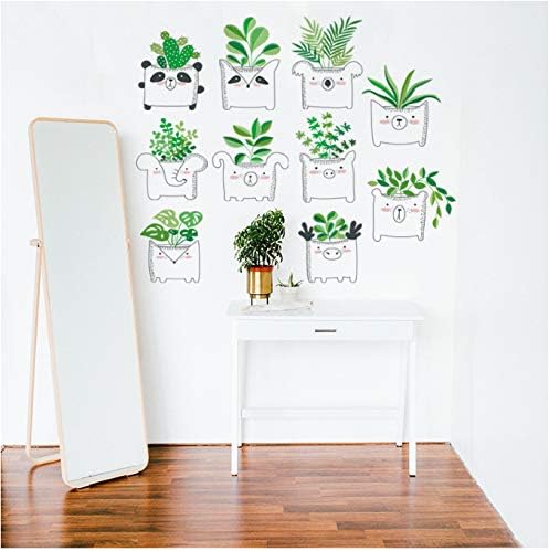 Verde maceta planta pared pegatinas hogar salón salón dormitorio calcomanías armario ventana puerta pegamento decoración size 50x70 sk8018