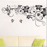 jm7107AB Removable Vinyl Diy Black Nursery Flowers Vine and Beautiful Butterfly Wall Corner Decals Wall Sticker