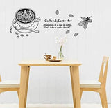 Removable Cafe Latte Coffee Beans Waterproof Wall Stickers For Kids Room size 60x90