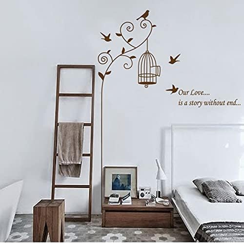 Jm8316 Tree hanging bird cage wall sticker, suitable for living room background bedroom decoration wallpaper