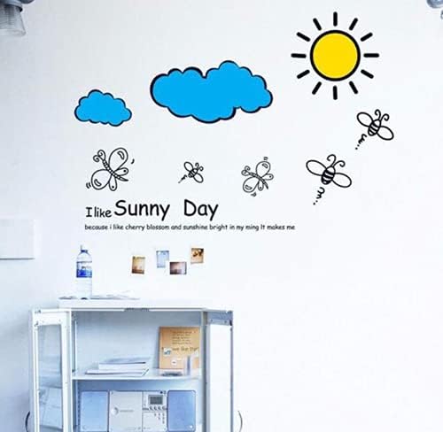 Removable Cartoon I Like Sunny Day Butterflies Bees Wall Stickers Living Kids Room Wall Sticker Decal Home Decor ee size 45x60 ay609