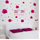 Sk9216 Romantic Pink Rose Wall Sticker