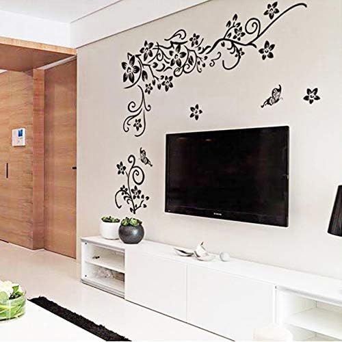 Classical Black Flower Wall Art Living Room Floral Wall Stickers Home Decorations Plant Wall Decals size 50x70 hnc027