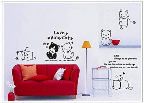 Removable Creative 3D DIY Cute Cartoon Black Cats Wall Decals Kids Room Decorations Art Stickers Nursery 3D PVC Decal Bedroom Window Sticker wall poster size 60x90 nc1024