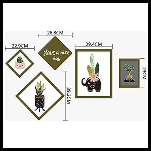 Elephant and Pattern Wall Sticker, Multi Color size 50x70 sk7118