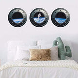 DNVEN 13 inches x 13 inches x 3pcs Set of 3 3D Astronaut Spaceman Galaxy Space Window View Faux Submarine Window Partial Frosted Frosting Murals Wall Decals Removable Wall Stickers for Bedrooms