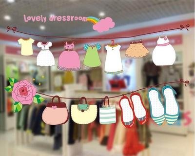 Mr.S Shop Living Room Sofa Bedroom Background Decorative Wall Stickers Creative Clothesline Beautiful Women Sticker size 50x70 xls7103