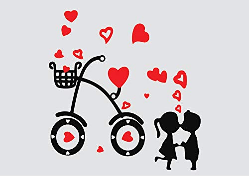 woopme Romantic Heart Cycle Wall Stickers Lovers Gift Living Room Bedroom Wedding Room Home Office Vinyl Printed Decal Stickers size 80 X 85 Cms dm350016