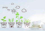 Cartoon Green Plants Wall Sticker DIY Removable Potted Murals Decoration Sunny Day Pastoral Floral Wall Decals Window Sticker Letter Bonsai Sticker size 30x45cm xh5411c kids Sticker