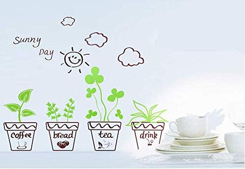 Cartoon Green Plants Wall Sticker DIY Removable Potted Murals Decoration Sunny Day Pastoral Floral Wall Decals Window Sticker Letter Bonsai Sticker size 30x45cm xh5411c kids Sticker