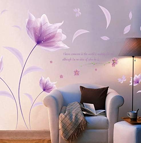 decorative wall Purple Flowers In The Wind Wall Decoration DIY Wall Sticker Muurstickers Home Decor Bedroom Background Decoration Stickers ee