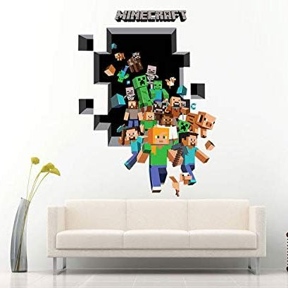 Gaming 3D Poster "Friends Breaking Through" Wall Sticker for Kid Room Decoration Mural Mine Craft Vinyl House Sticker Bedroom Decor size 50x60 aw6006