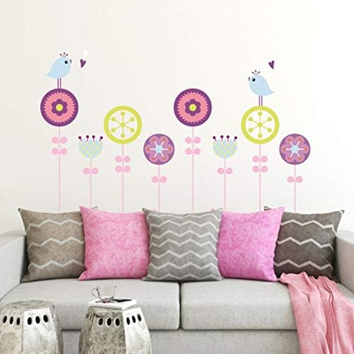 Flower Wall Stickers for Kids - Floral Garden Wall Decals for Girls Room size 60x90 jm8177