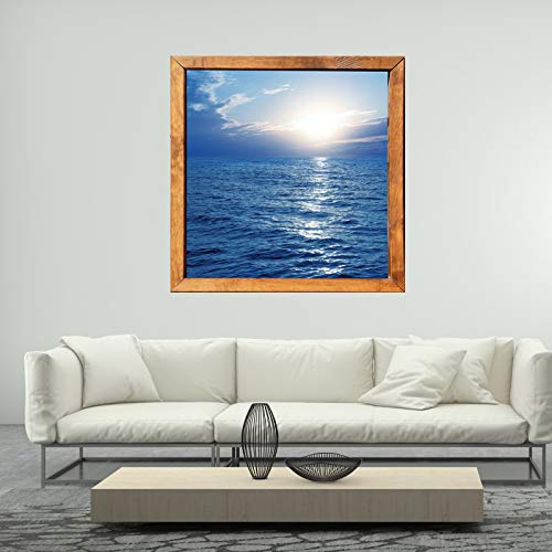 3D Wall Sticker Sea Sunrise Frame Background Decoration for Home Living Room size 60x60  skl66006