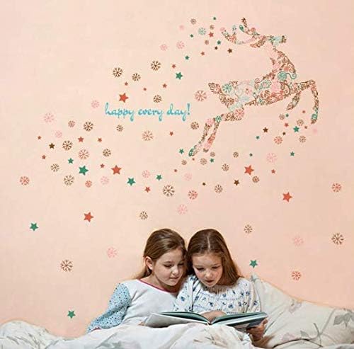 CRYSTAL KIDS  Christmas New Year Wall Decoration Reindeer Snowflake Christmas Wall Sticker Decal size 50x70 xls7166