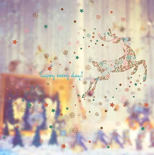 CRYSTAL KIDS  Christmas New Year Wall Decoration Reindeer Snowflake Christmas Wall Sticker Decal size 50x70 xls7166