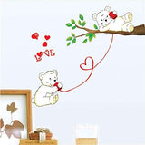 WUDHF Cute bear calling love wall stickers home love and happiness decoration children's room cartoon branches size 50x710 sm 570047