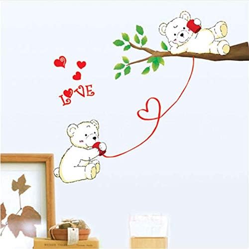 WUDHF Cute bear calling love wall stickers home love and happiness decoration children's room cartoon branches size 50x710 sm 570047