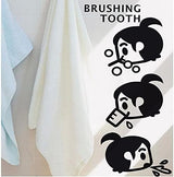 Pegatina de Pared de Dientes de Cepillado de niña pequeña de Dibujos Animados, decoración de Lavabo de baño para el hogar, calcomanías de Arte Mural, Pegatinas Bonitas para niños, Papel Tapiz size 12x58 k37