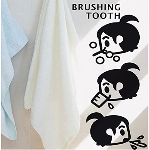 Pegatina de Pared de Dientes de Cepillado de niña pequeña de Dibujos Animados, decoración de Lavabo de baño para el hogar, calcomanías de Arte Mural, Pegatinas Bonitas para niños, Papel Tapiz size 12x58 k37