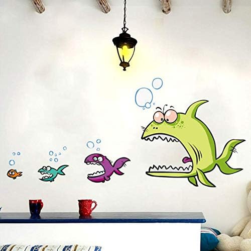 Cartoon Big Fish Eat Small Fish Wall Stickers Home Decor Living Room Bedroom DIY Art Mural Removable Wall Sticker size 50x70 xh6225