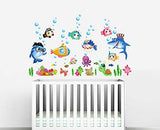 Sk7070 Sticker Ocean Wall Decal for Kids Toddler Baby Shark Turtle Fish bubbles