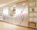 Ambiance-Live Wall decal pink flowers and butterflies size 58x33 tc927