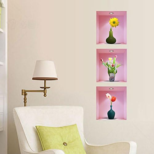 Kay Lala Trick Art Wall Sticker Flower Vase Sunflower Tulip Nordic Modern Cute Wallpaper Sticke  size30x33 z-003  r