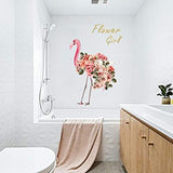 Sk7166 Flamingo Vector Wall Decal Peel and Stick Animals Wall Decals Decorative Wall Mural Wallpaper for Bedroom Bathroom Pink
