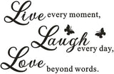 Live Love Laugh - Wall Sticker Art Mural Quote Lettering Living Room Decal (Brown, X Large)
