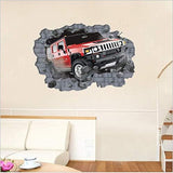 Car Bursting Through a Wall 3D Sticker size 70x100 ay8002xl