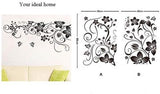 jm7107AB Removable Vinyl Diy Black Nursery Flowers Vine and Beautiful Butterfly Wall Corner Decals Wall Sticker