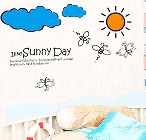 Removable Cartoon I Like Sunny Day Butterflies Bees Wall Stickers Living Kids Room Wall Sticker Decal Home Decor ee size 45x60 ay609
