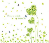 Heart Green Leaf Butterfly Wall Sticker Wall Paper Sticker Renewal Removable Stylish Cute Flower Grass Plant Butterfly Children's Room Decor Present size 50x7 am7047