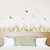 Rjjrr Pink flower butterfly wall stickers home decor DIY bedroom skirting board walls decal mural size 50x70 xls7021