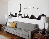 Wall Stickers City Skyline Paris Eiffel Tower Silhouette Black Color Border Design for Hall