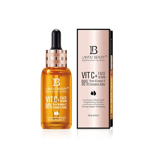 Lakyou Beauty Vitamin C Face Serum – 98% Pure Vitamin C Complex for Luminous Glow, Brightening, Firming &amp; Repairing, 50ml