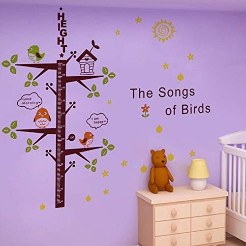 Cartoon Vogelhoogte Meting voor Kinderen Groeidiagram Muurstickers Kleuterschool Kamer Decoratie Verwijderbare Vinyl Poster Stickers  size 60x90 dlx6016