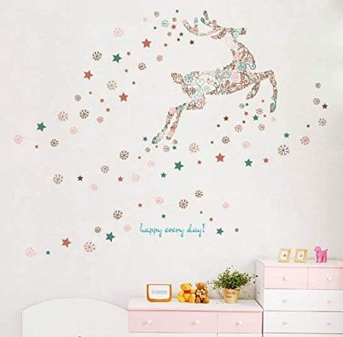 CRYSTAL KIDS  Christmas New Year Wall Decoration Reindeer Snowflake Christmas Wall Sticker Decal size 50x70 xls7166