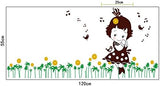 Shy Girl Birds Singing Music Notes Flowers Green Leaves Wall Decal PVC Home Sticker House Vinyl Paper Decoration WallPaper Living Room Bedroom Kitchen Art Picture DIY Murals size 50x70 mj7016b