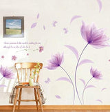 decorative wall Purple Flowers In The Wind Wall Decoration DIY Wall Sticker Muurstickers Home Decor Bedroom Background Decoration Stickers ee